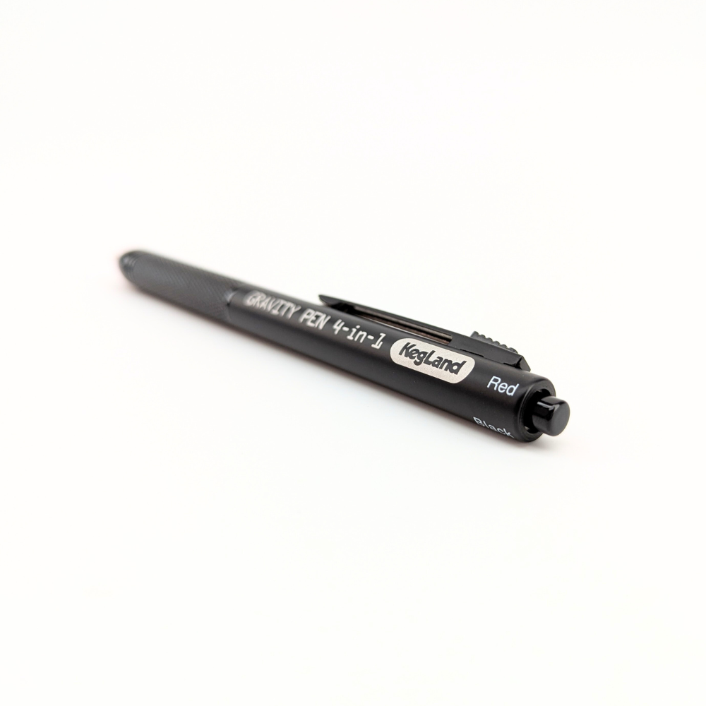 KegLand Gravity pen with 4 colours, red, black, blue and 0.5mm pencil