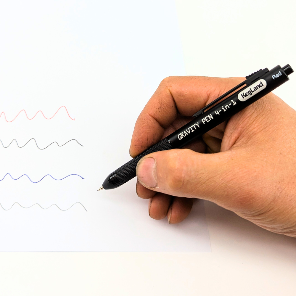 KegLand Gravity pen with 4 colours, red, black, blue and 0.5mm pencil