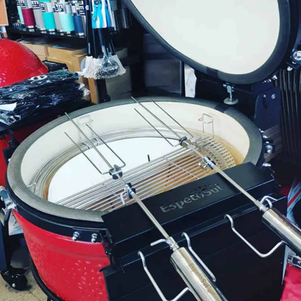 Now you can have two or three of our premium rotisseries running at the same time on any round shape barbecue. 