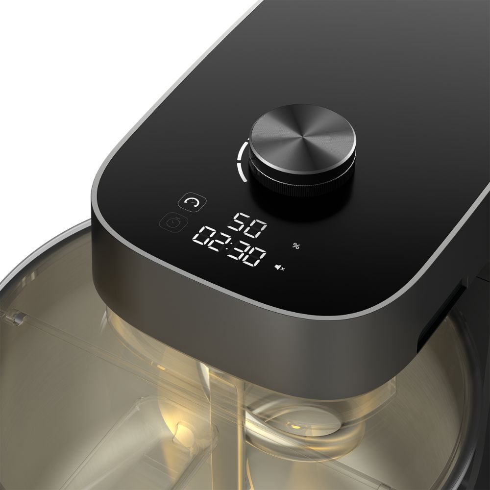 Ooni Halo Pro Spiral Mixer Charcoal Grey Colour includes a lit touch screen interface with haptic feedback.