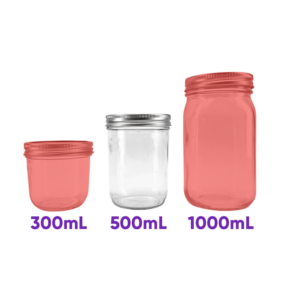 Haul Wide Mouth Mason Jars, come in three convenient sizes for all your preserving needs. 300mL, 500mL and 1000mL.