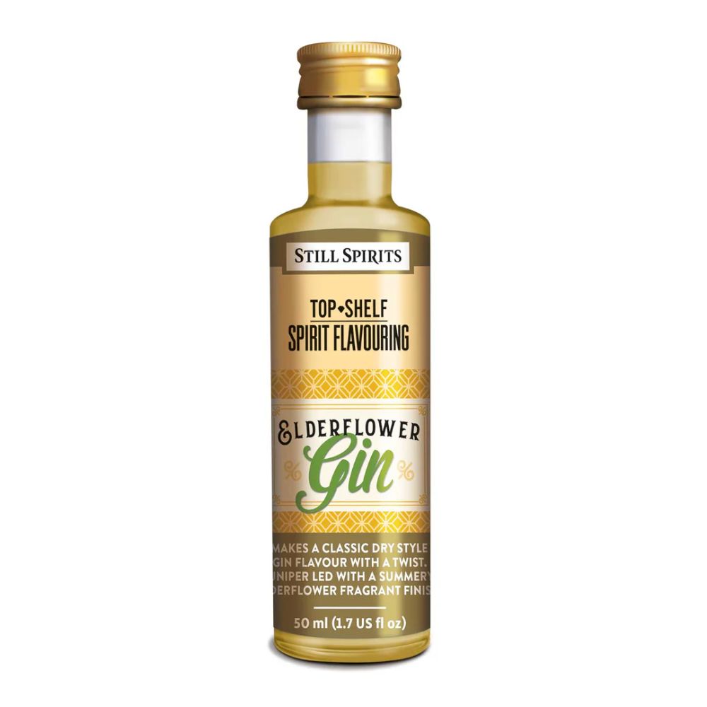 Still Spirits Top Shelf 50ml spirit flavouring - Makes 2.25L of Elderflower dry gin spirit.