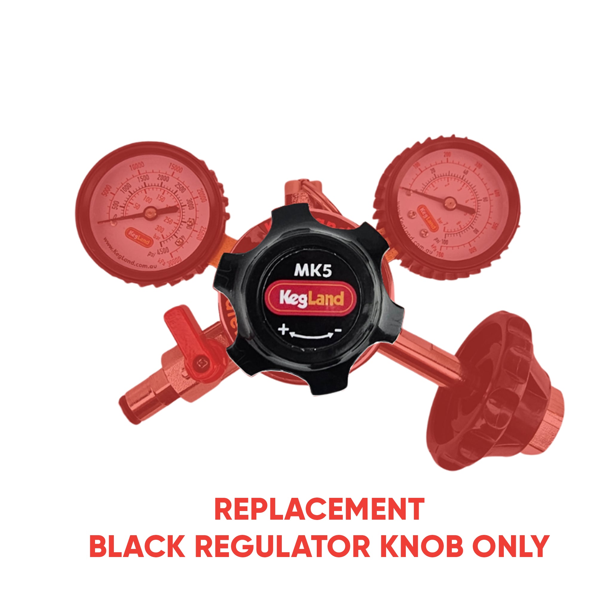 Replacement Black Plastic Knob for KegLand MK5 Regulator - Regulator not included.