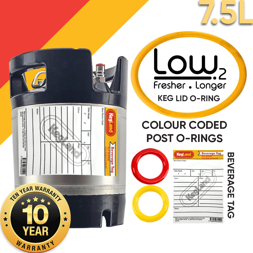 KegLand 7.5L KegLand Stacker Keg. Fit 1 x 7.5L ontop of a 9.5L keg in a Series X.1 or Undercover Kegerator.