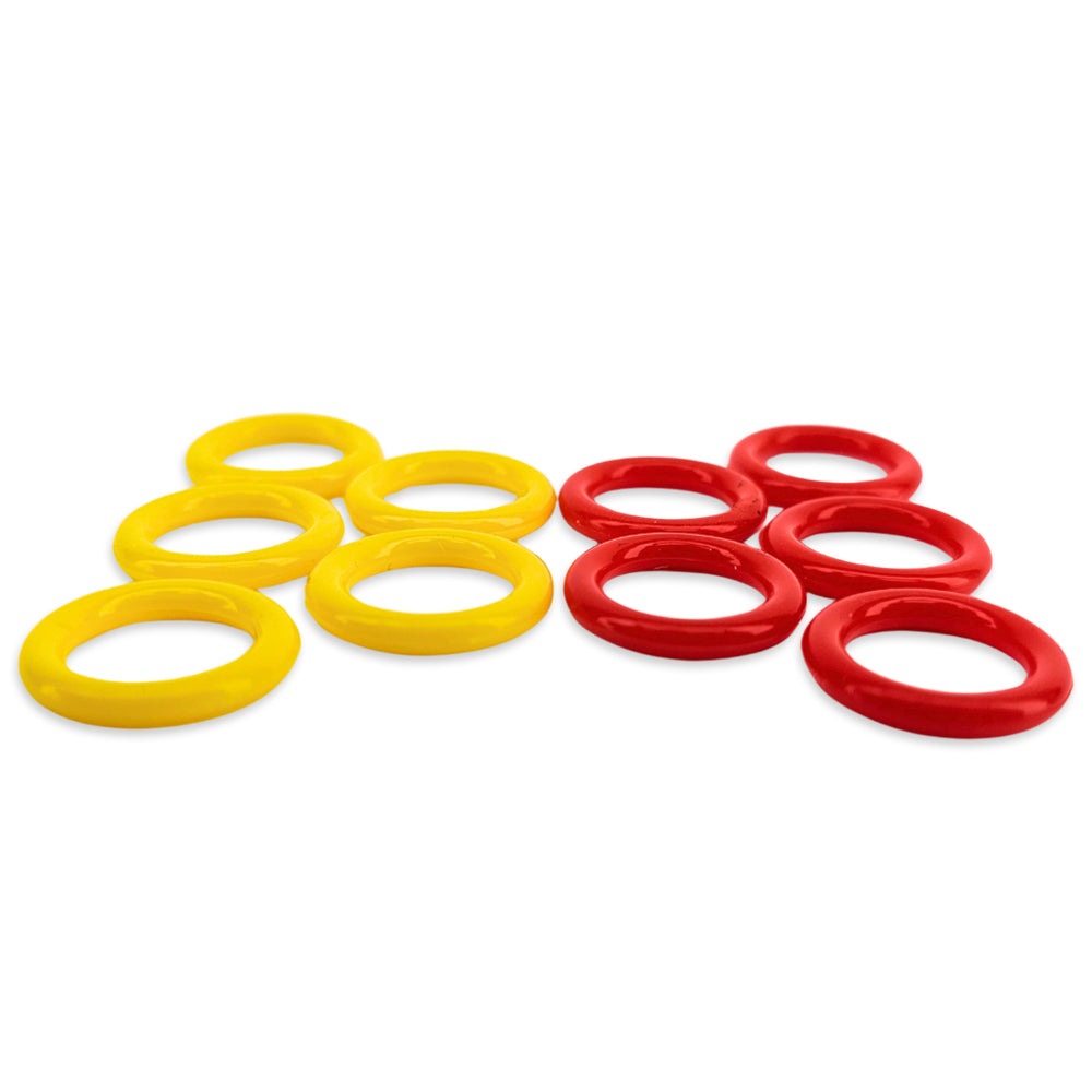 5 x Red Gas Post O-Rings and 5 x Yellow Liquid Post O-Rings for Ball Lock Kegs and Carbonation Caps.