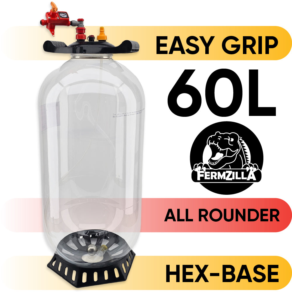 60L FermZilla All Rounder with Hex Base and Easy-Grip Lid Pressure Fermenting Kit.