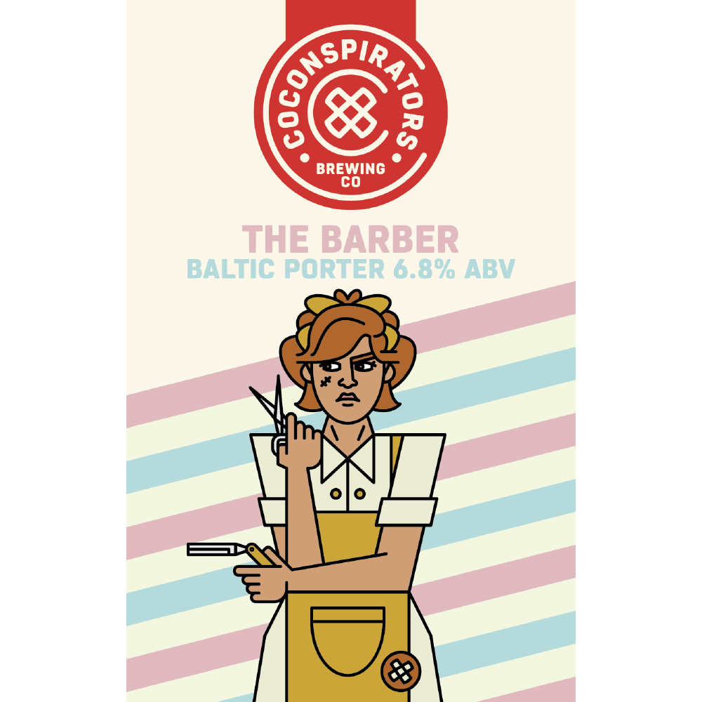 Tap a keg of Co-conspirators - The Barber - Baltic Porter. At 6.8% ABV it is a slick black beer with notes of chocolate, coffee and biscuit toastiness that fades into a restrained roastiness.