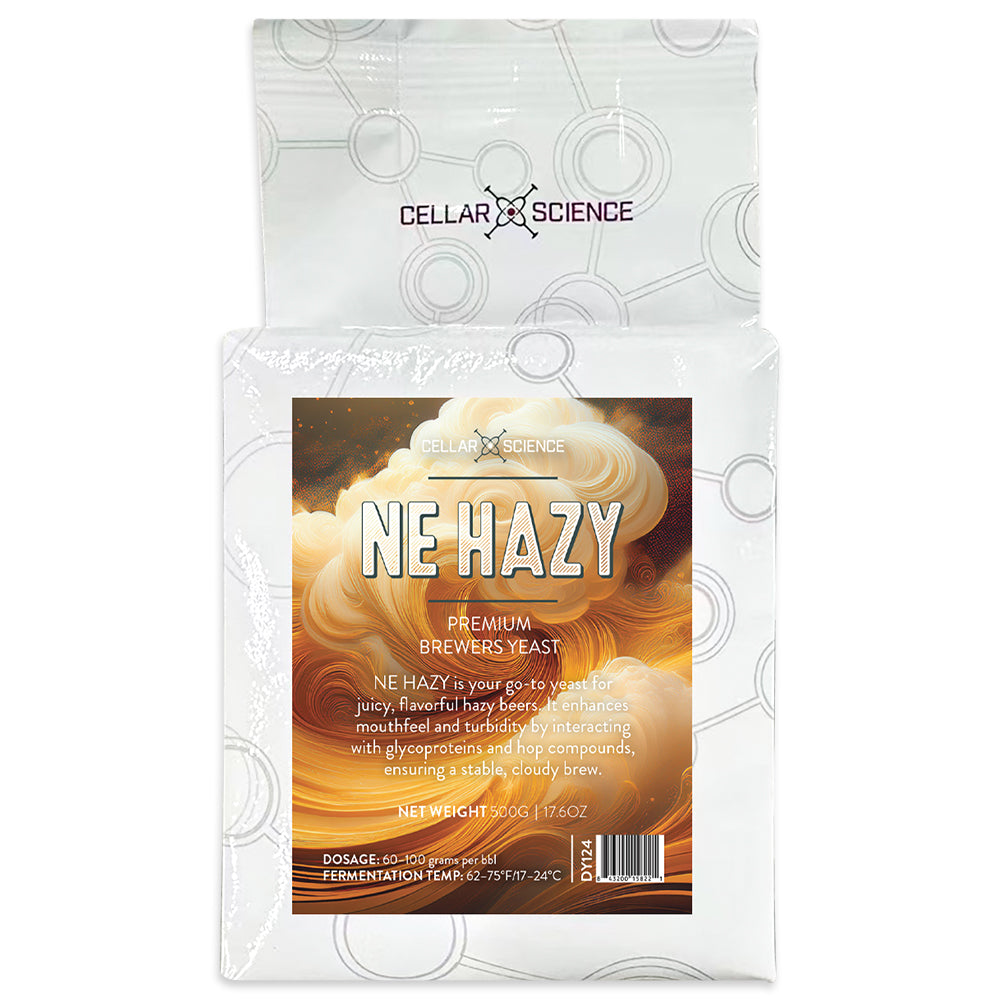 NE HAZY is the latest yeast strain for hazy beers. If you're looking to craft a juicy, flavor-packed brew with a stable haze, this strain has you covered.
