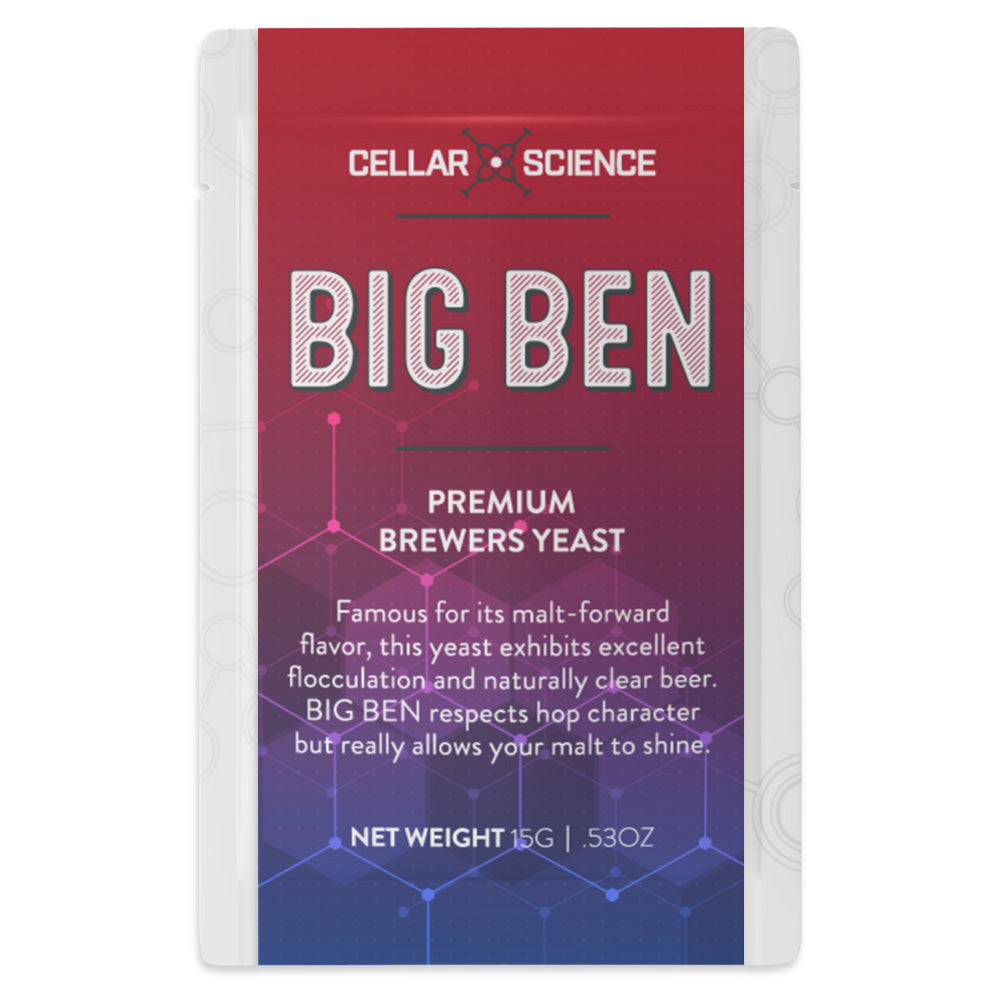CellarScience Big Ben English Ale Yeast 15g Sachet - For producing clear English Ales with a malt-forward flavour and a respected hop character.