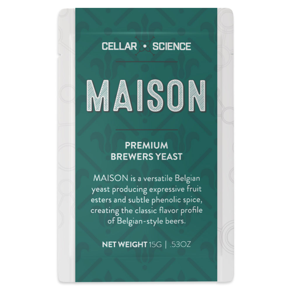 CellarScience MAISON Belgian Ale Yeast 15g Sachet. Designed perfectly for a wide range of Belgian-style beers, including Belgian Blondes, Witbiers, Dubbels, Tripels, and Quads.