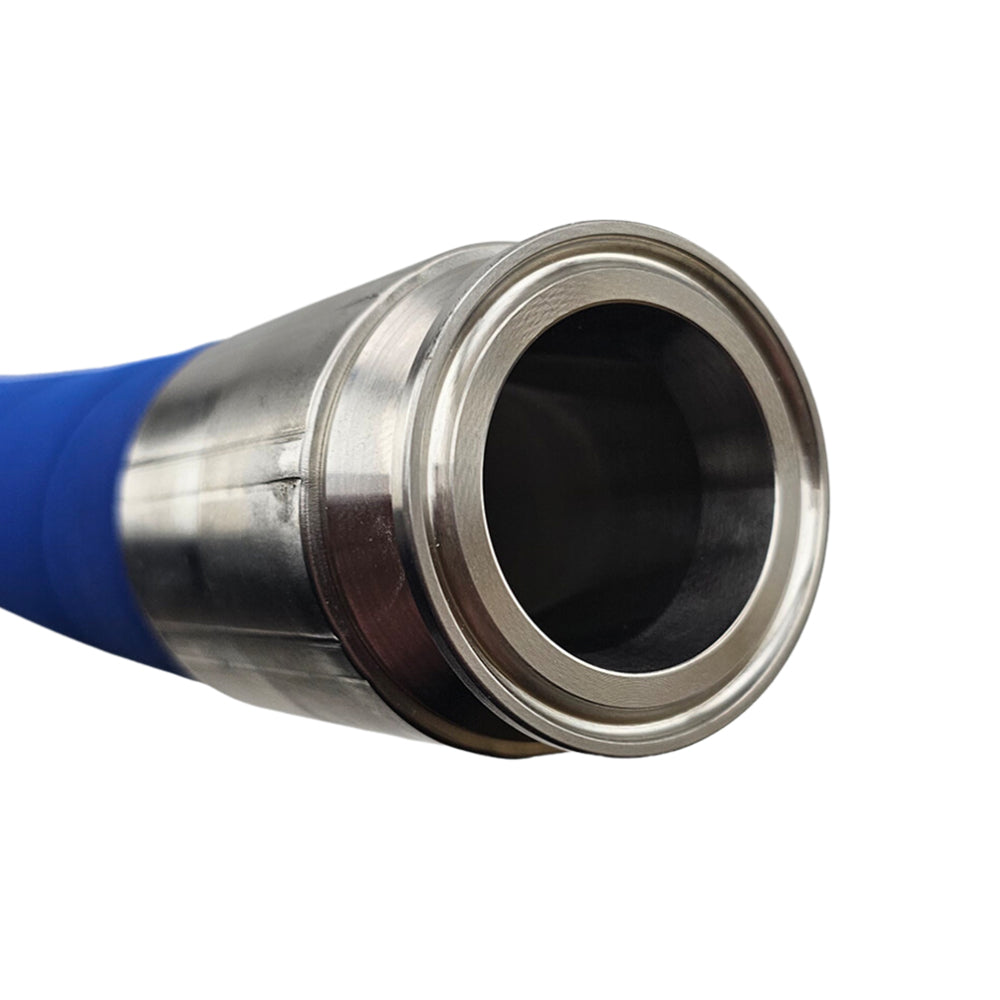 Metallic cylindrical component with blue outer sleeve on a white background