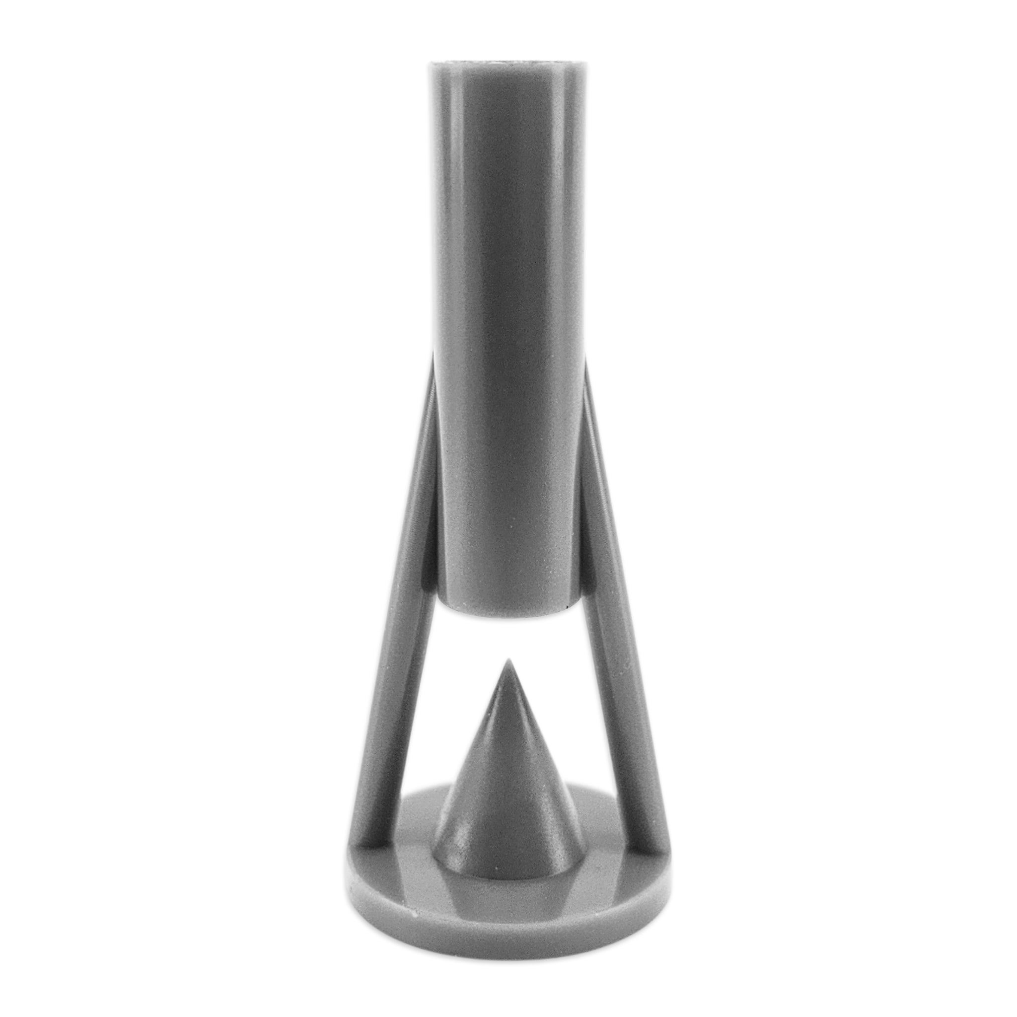 Close up of a grey plastic wort aerator used for homebrewing and aeration through liquid transfers.