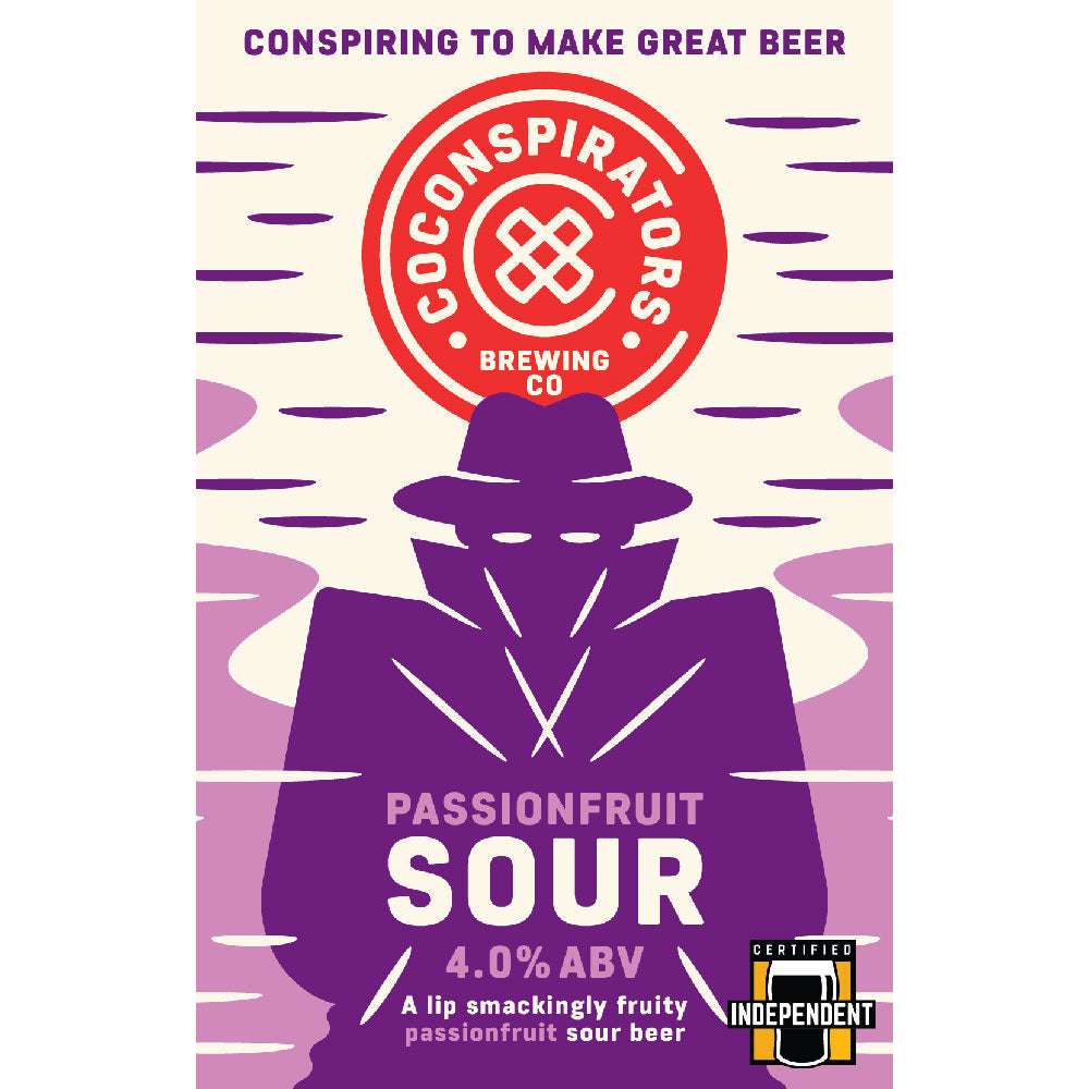 Decal of Co-Conspirators Passionfruit Sour - 4.0% ABV and lip smackingly good.