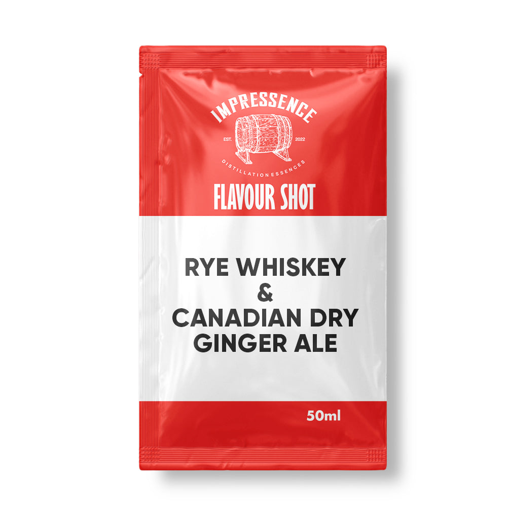 Flavour shot package with red and white design on a white background