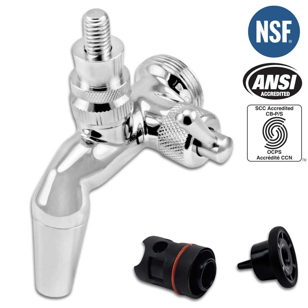 The NUKATAP is the next generation of forward sealing beer tap that supersedes the older INTERTAP design. This new Laminar Flow design reduces foaming and reduces foam and wasted beer.