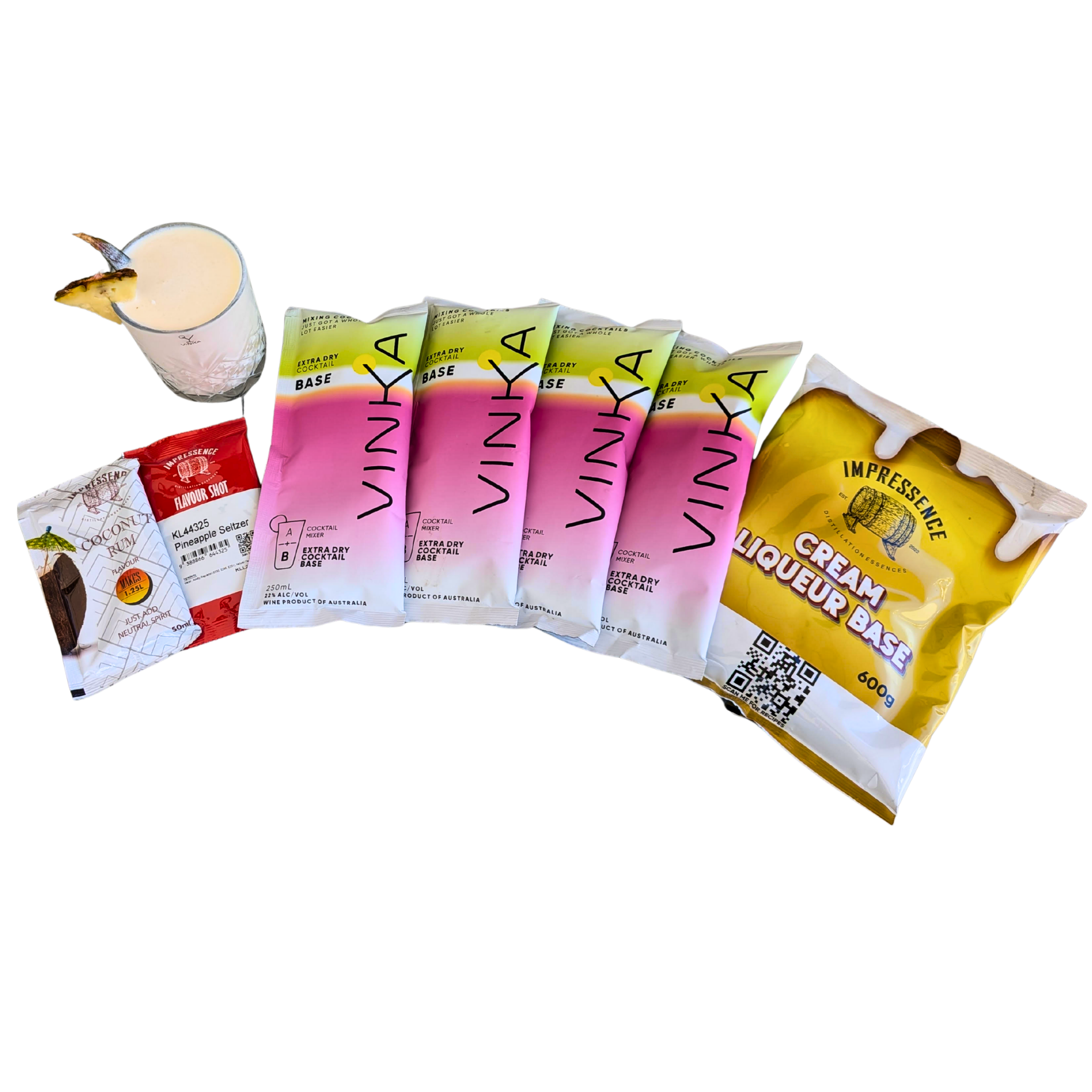 Vinka Pina Colada drink mix packets with a Pina Colada and Pinappale
