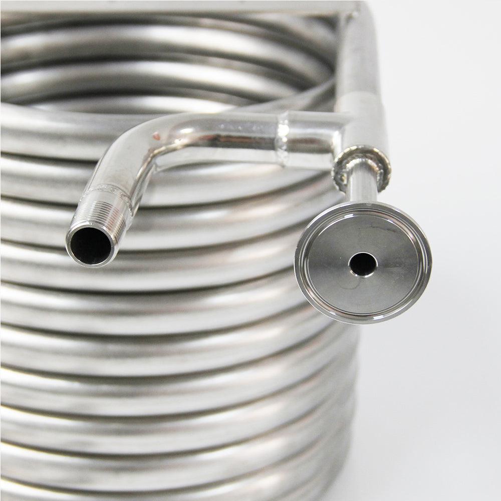 Coolossus Gen2 - Passivated Stainless Steel Counter Flow Chiller with 1.5' Tri Clover Wort Lines - 1/2' Water Line ( 9.5m Long) - KegLand