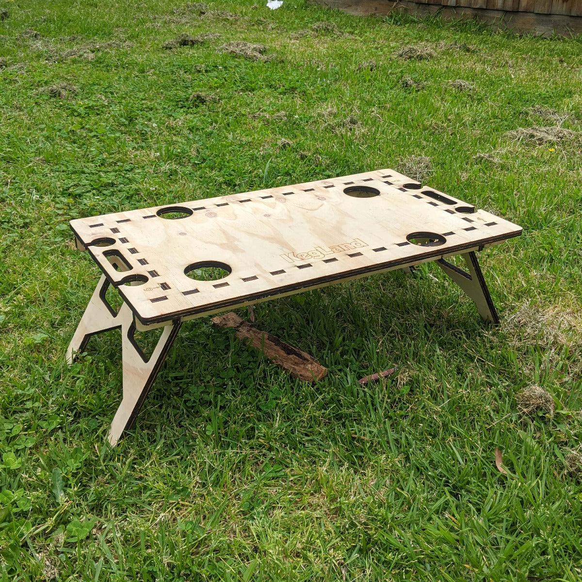LaserCut - Mini Folding/Foldable Summer Picnic Table - 12mm Pine Ply 60cm x 40cm - KegLand