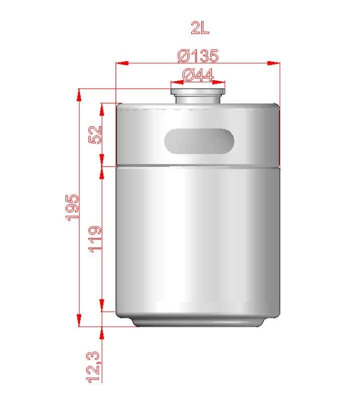 Mini Keg - 2L (approx 64oz) (135mm x 195mm) - KegLand