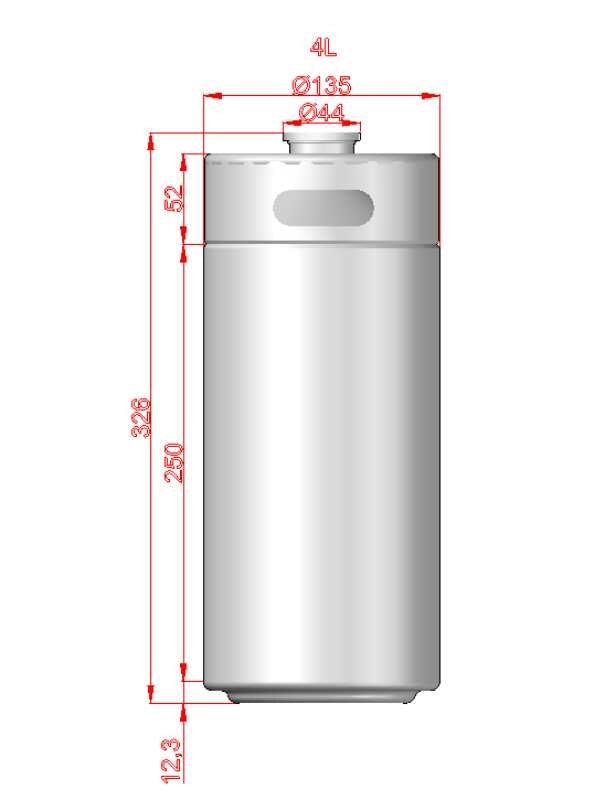 Mini Keg - 4L (approx 128oz) (135mm x 280mm) - KegLand
