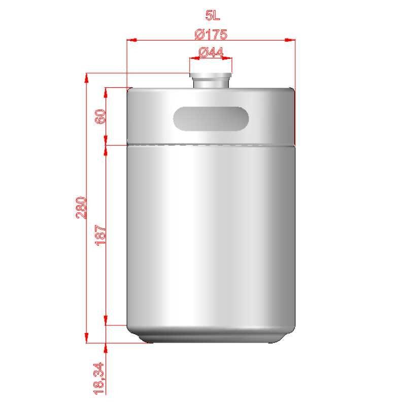 Mini Keg - 5L (approx 170oz) (175mm x 280mm) - KegLand