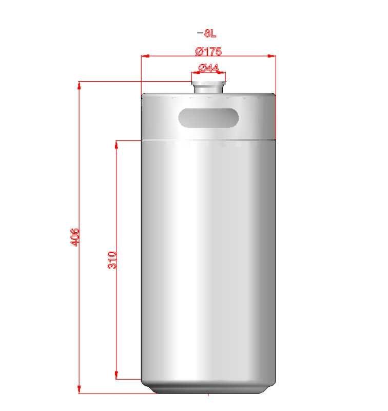 Mini Keg - 8L (approx 270oz) (175mm x 406mm) - KegLand
