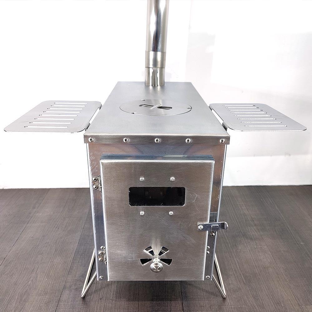 Portable Camping Wood Fire Stove Set (side rack, glove,fire hook and carry bag) - KegLand