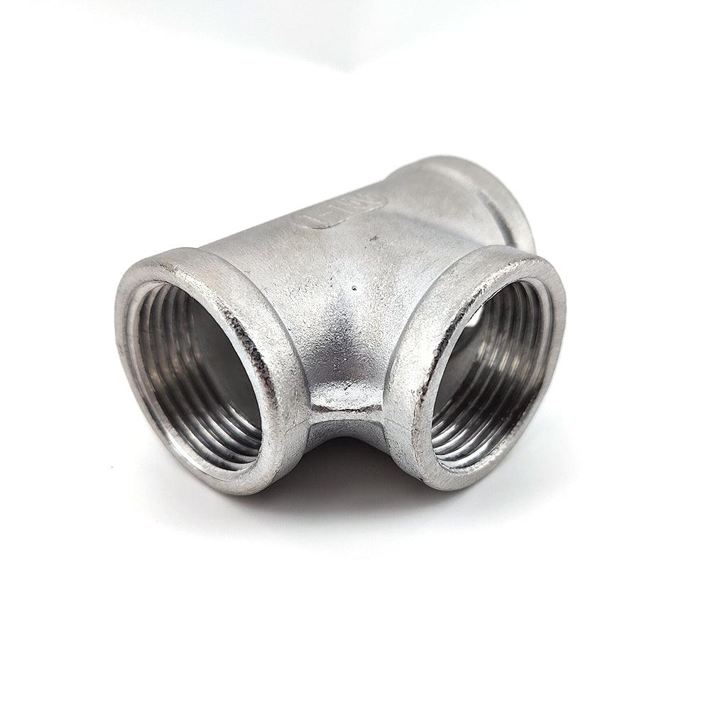 Stainless Equal Tee with Internal 1 Inch BSP Thread - KegLand