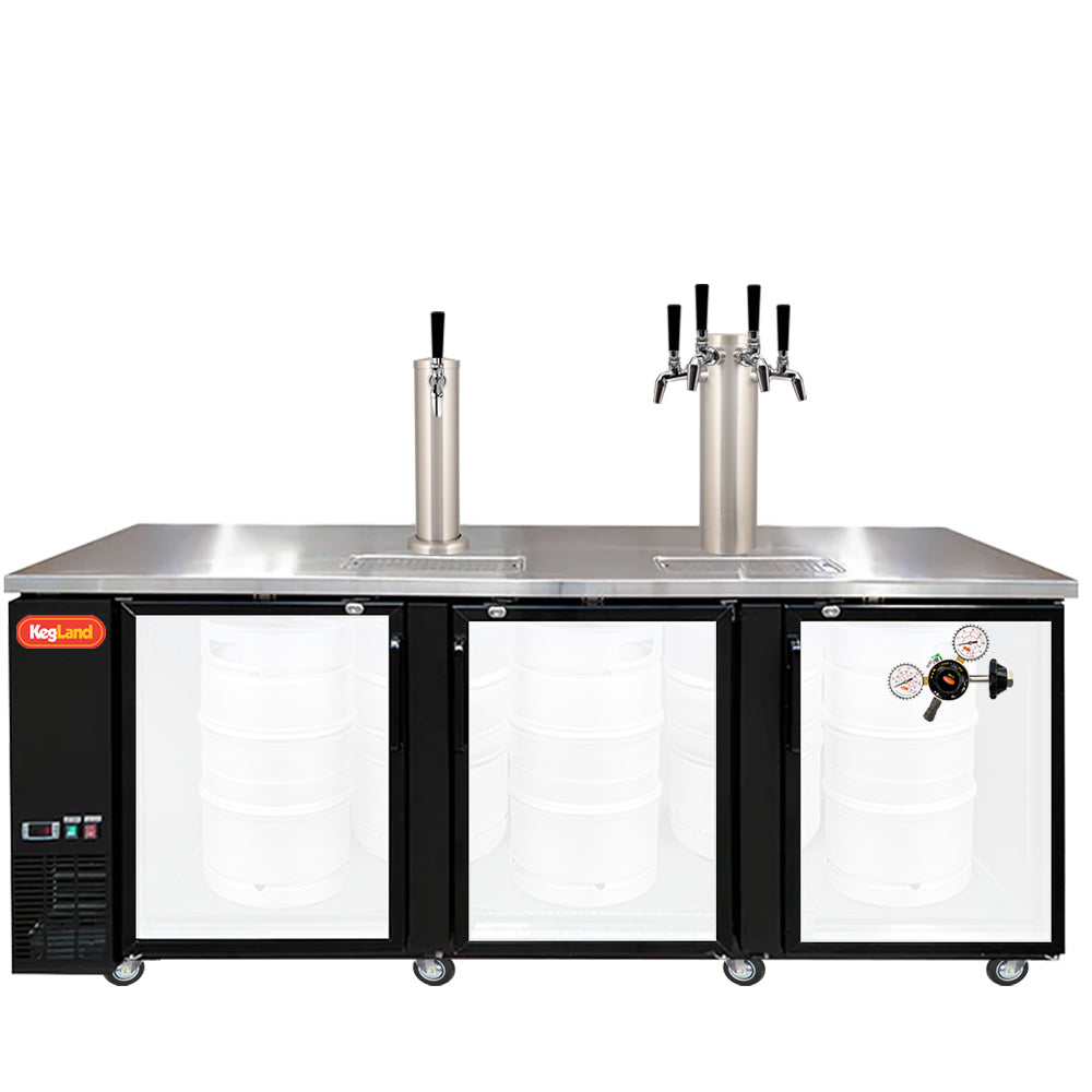 Build your Grand Deluxe 3 Two Glass Door Kegerator with KegLand. Dispense up to 20 homebrew kegs or 5 Commercial 50L Kegs. This is suitable for small bars and cafes.