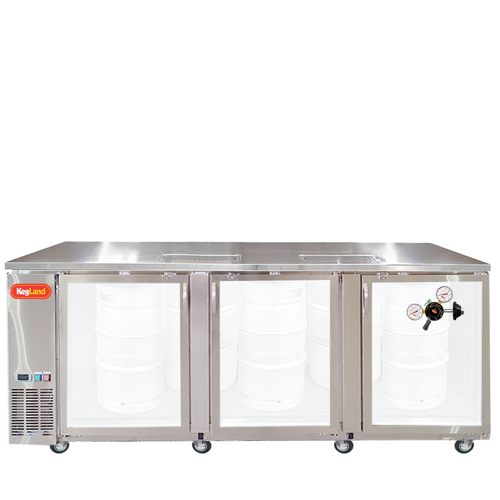 Build your Grand Deluxe 3 Two Glass Door Kegerator with KegLand. Dispense up to 20 homebrew kegs or 5 Commercial 50L Kegs. This is suitable for small bars and cafes.