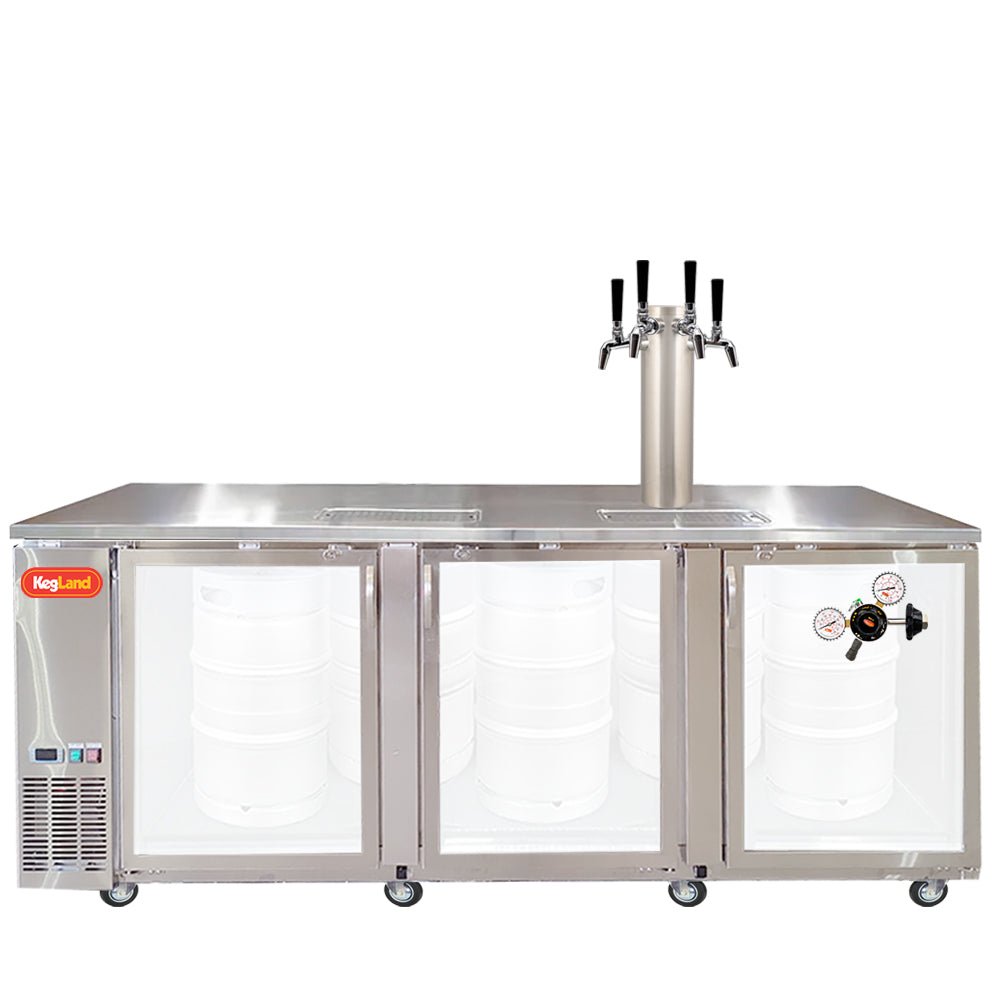 Build your Grand Deluxe 3 Two Glass Door Kegerator with KegLand. Dispense up to 20 homebrew kegs or 5 Commercial 50L Kegs. This is suitable for small bars and cafes.