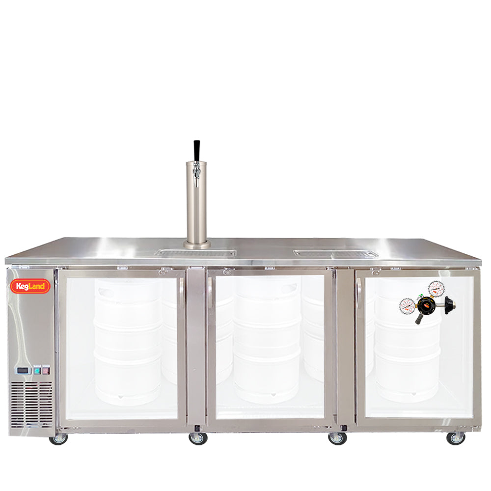 Build your Grand Deluxe 3 Two Glass Door Kegerator with KegLand. Dispense up to 20 homebrew kegs or 5 Commercial 50L Kegs. This is suitable for small bars and cafes.