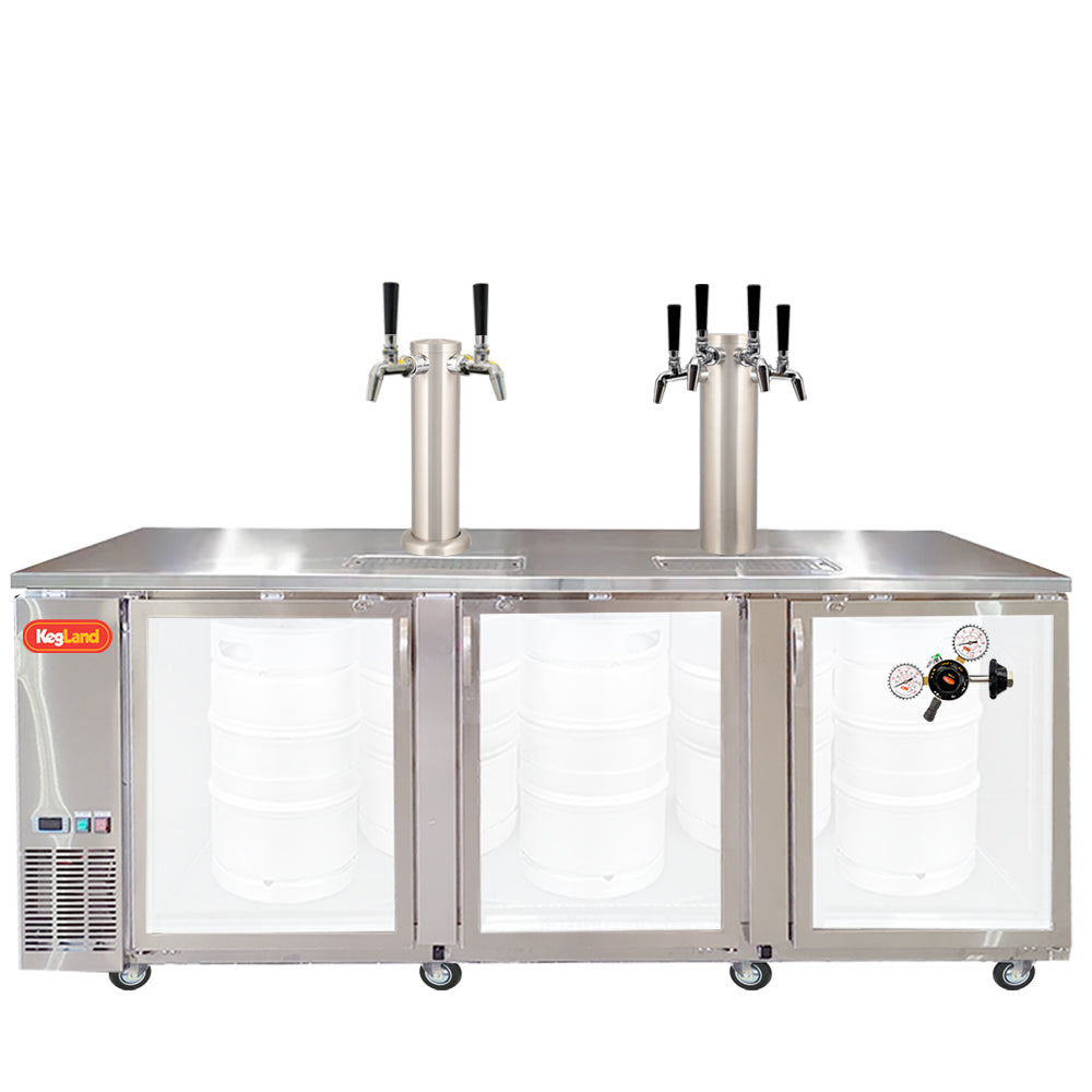 Build your Grand Deluxe 3 Two Glass Door Kegerator with KegLand. Dispense up to 20 homebrew kegs or 5 Commercial 50L Kegs. This is suitable for small bars and cafes.