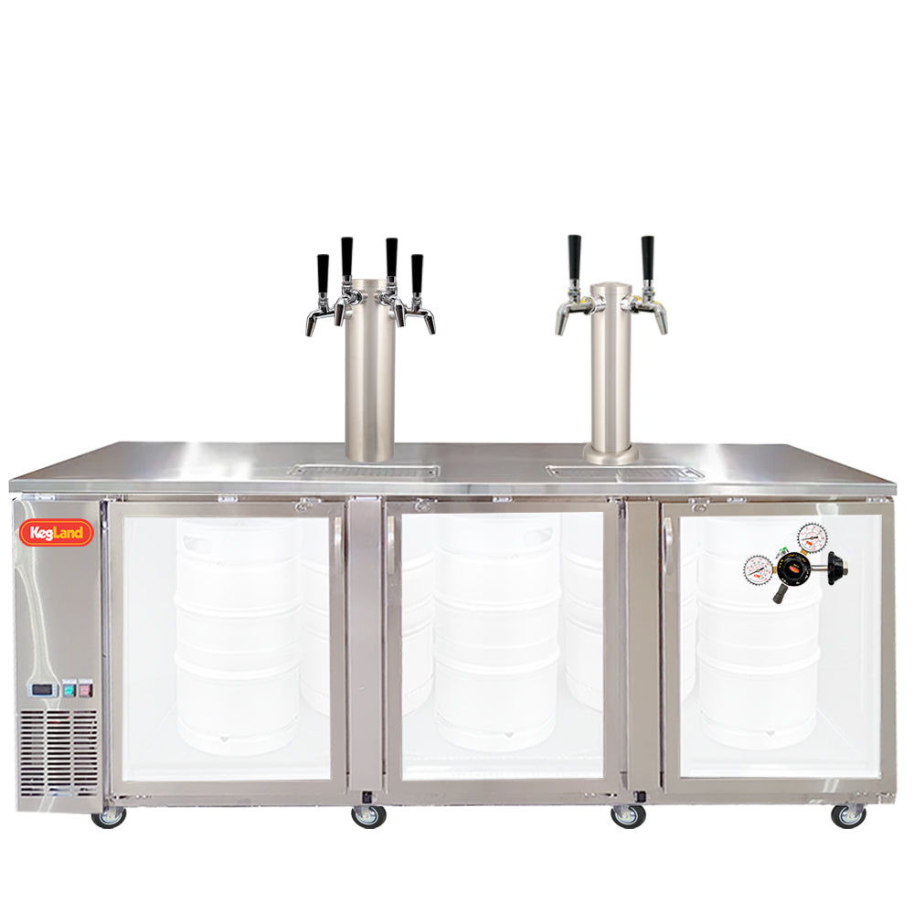 Build your Grand Deluxe 3 Two Glass Door Kegerator with KegLand. Dispense up to 20 homebrew kegs or 5 Commercial 50L Kegs. This is suitable for small bars and cafes.