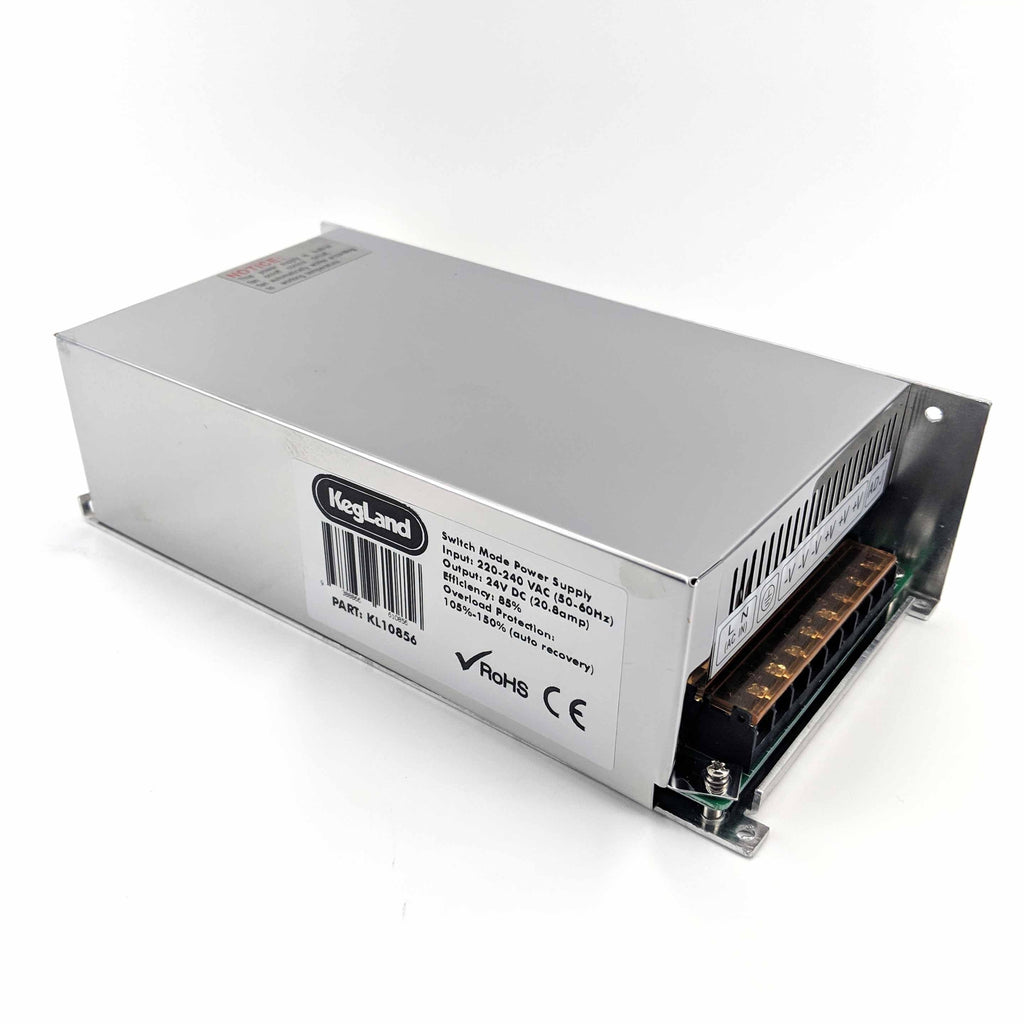 24V DC (20amp) Power Supply (240V AC 50/60Hz) with 240V and Anderson Plug Power Cords - KegLand