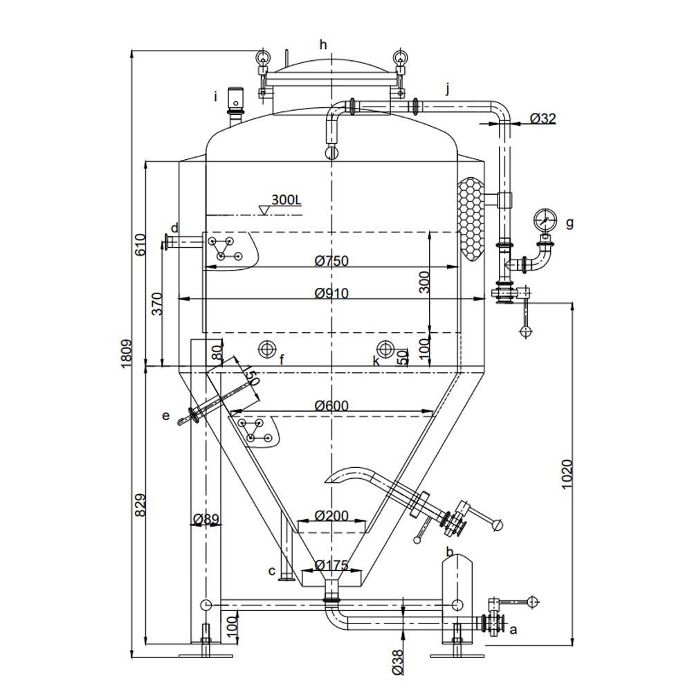 300L Conical Fermenter (pressurisable, jacketed) - KegLand