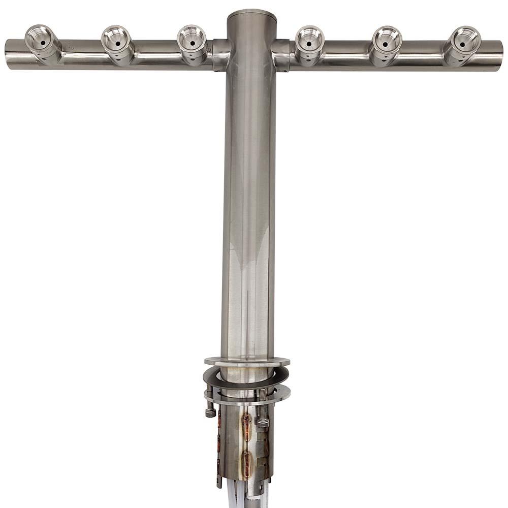 6 Tap - T-Bar Flooded Font - (Stainless Steel) - KegLand