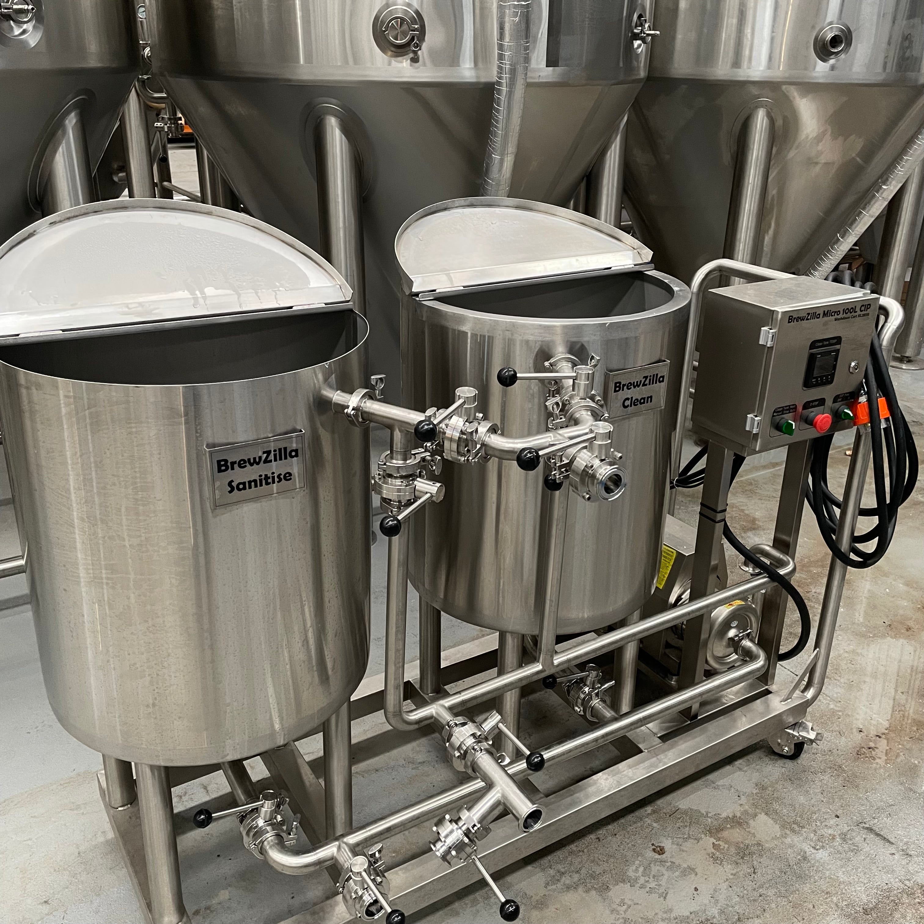 BrewZilla Micro - 100L Clean in Place (CIP) Cart open lids
