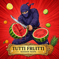 A Purple Ninja Slicing Fruit labelled Tutti Frutti Session Neipa.