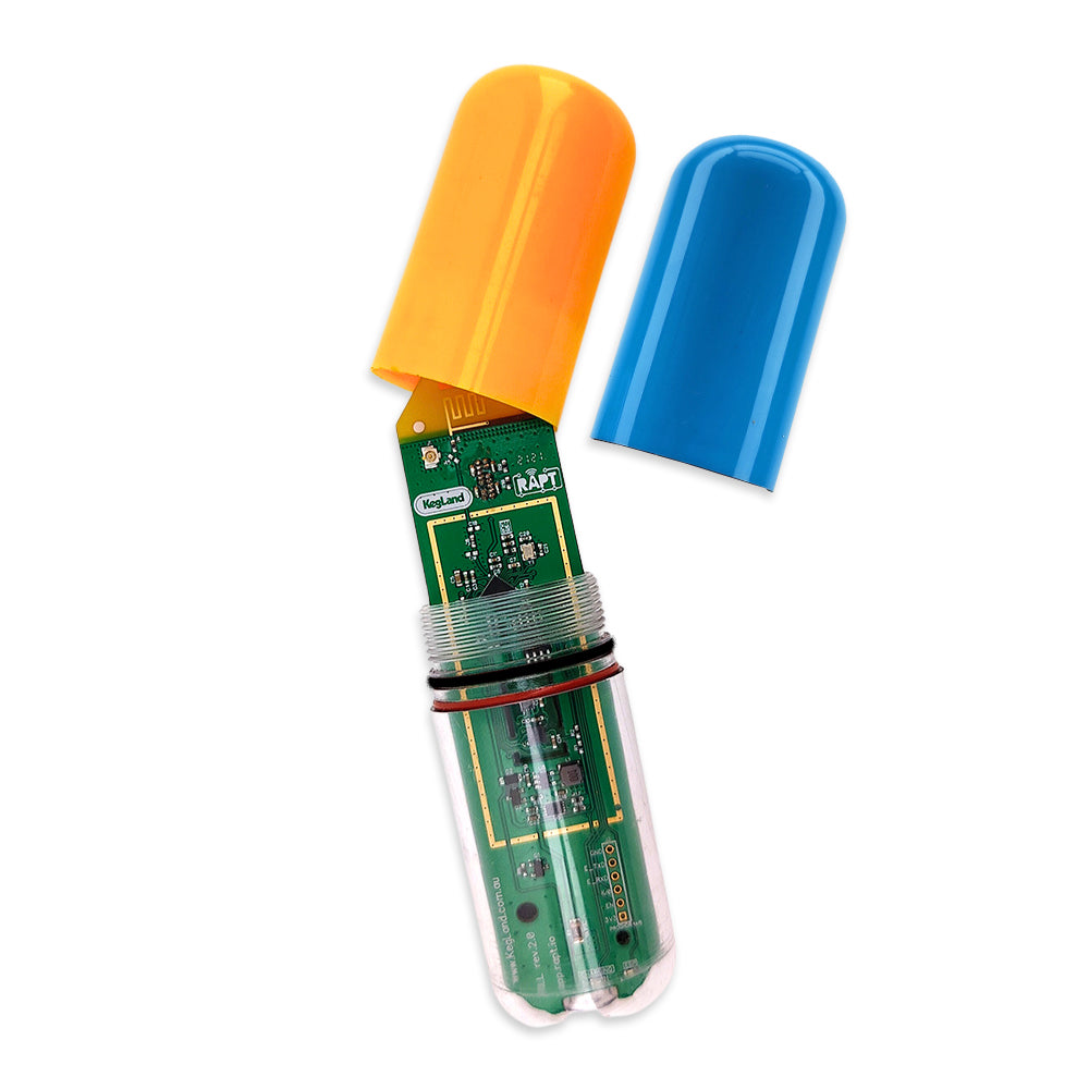 Blue  RAPT Pill. Measures Density of fermentation and temperature.
