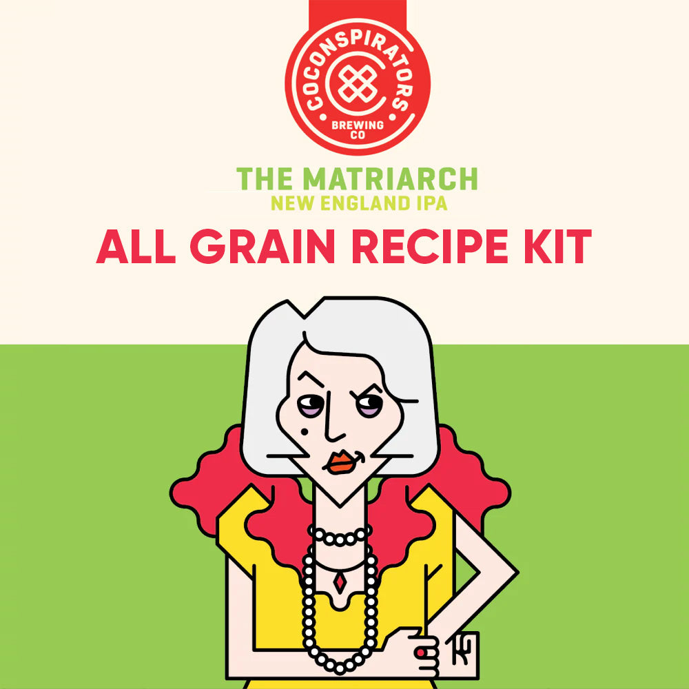 This particular All Grain kit designed by Co-Conspiritors brewery in Melbourne boasts a juicey citrus, pineapple and stone fruit laden brew. Bitter but balannced with fresh full bodied malts.