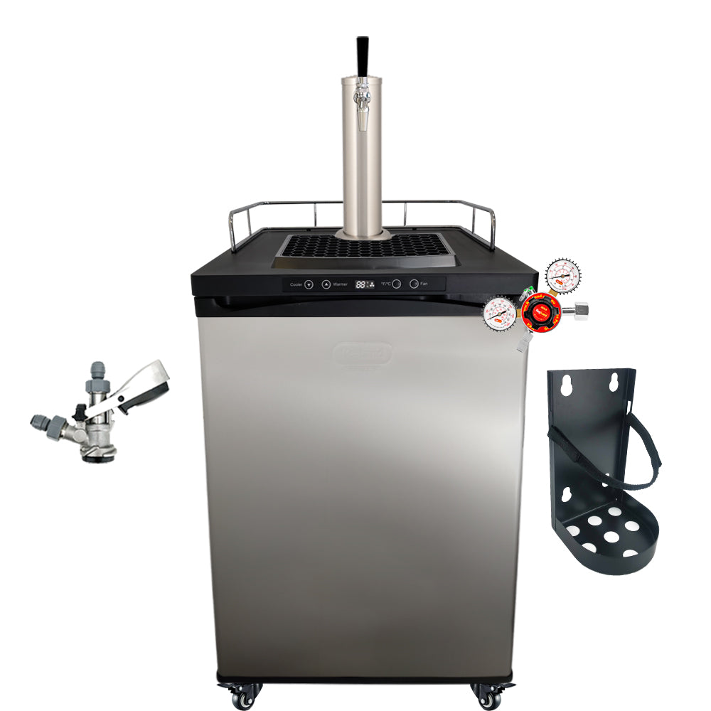 This is a simplified builder to get you up and running with some commercially purchased kegs. One Tap Systems are purchased to dispense pub sized 50L kegs.