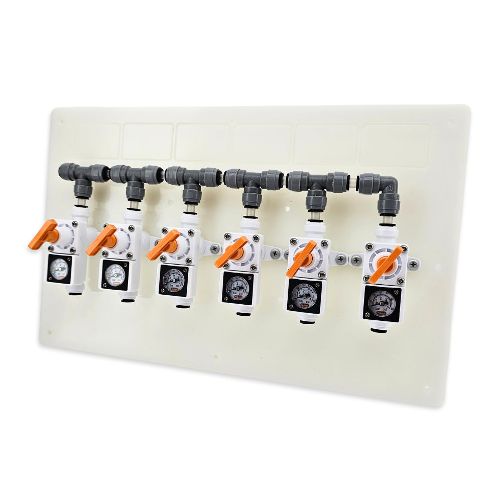 You can either run them all with the same gas type, or isolate each one to serve nitrogen, argon or even pure water through them.