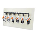 You can either run them all with the same gas type, or isolate each one to serve nitrogen, argon or even pure water through them.