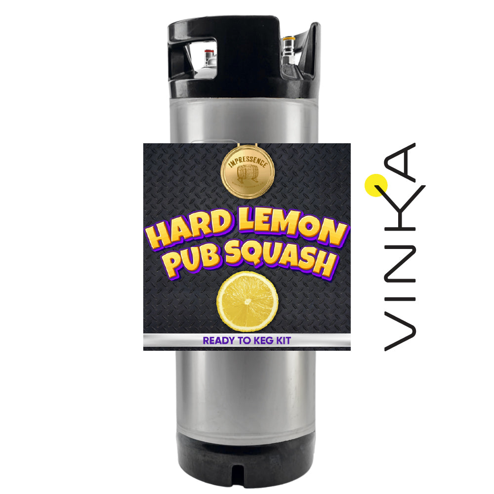Vinka Hard Lemon Pub Squash ready-to-keg kit with a black and silver canister on a white background.