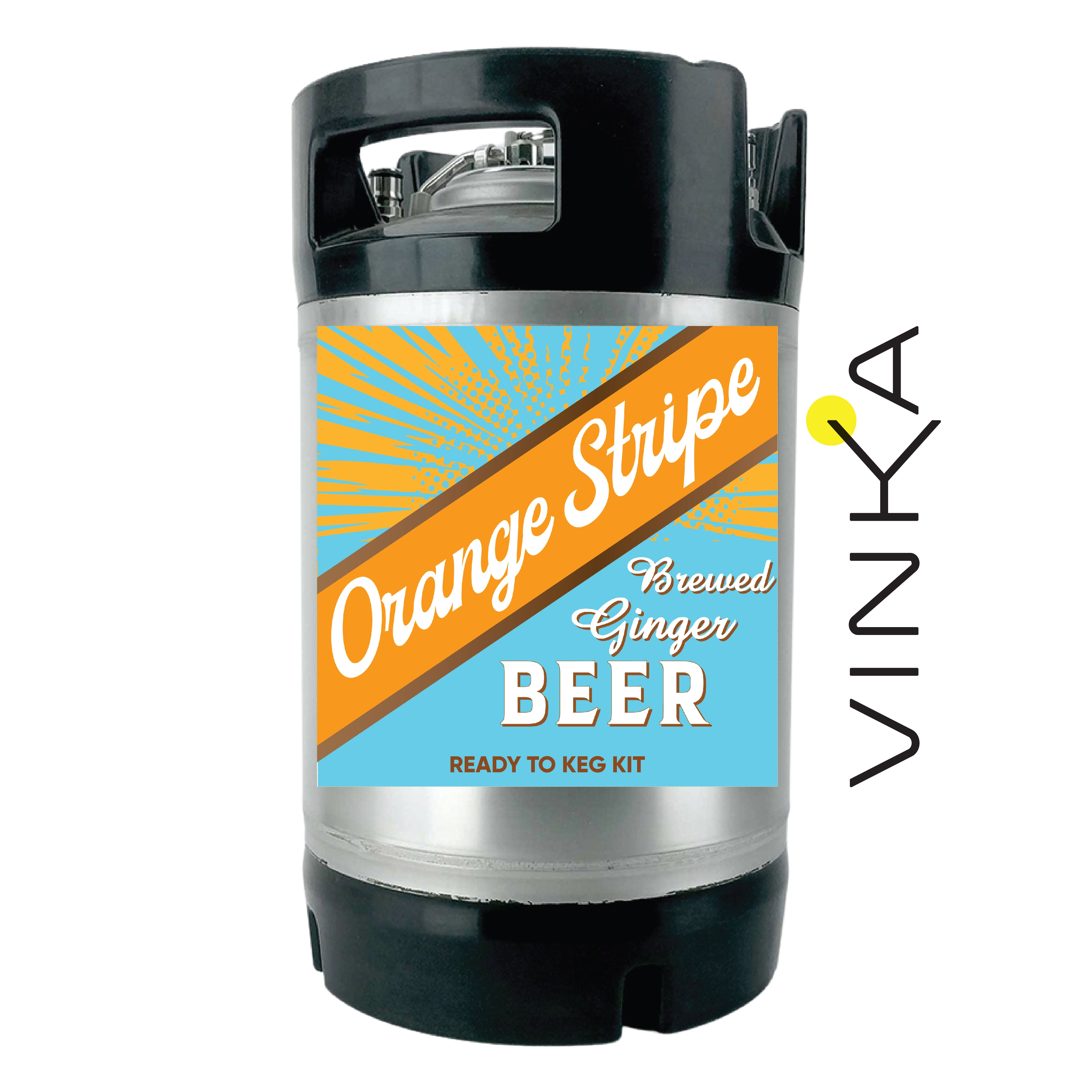 9.5L Keg format for the Orange Stripe Jamaican Brewed Ginger Beer Recipe Kit with VINKA Medium.