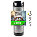 Sunken Sailor Spiced Rum ready-to-keg kit with Vinka branding on a white background