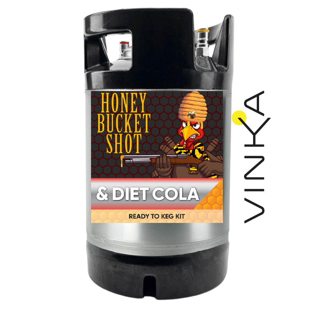 9.5L Honey Bucket Shot with Diet Cola Ready To Keg Kit. Kentucky Wild Turkey 101 Honey Bourbon inspired.