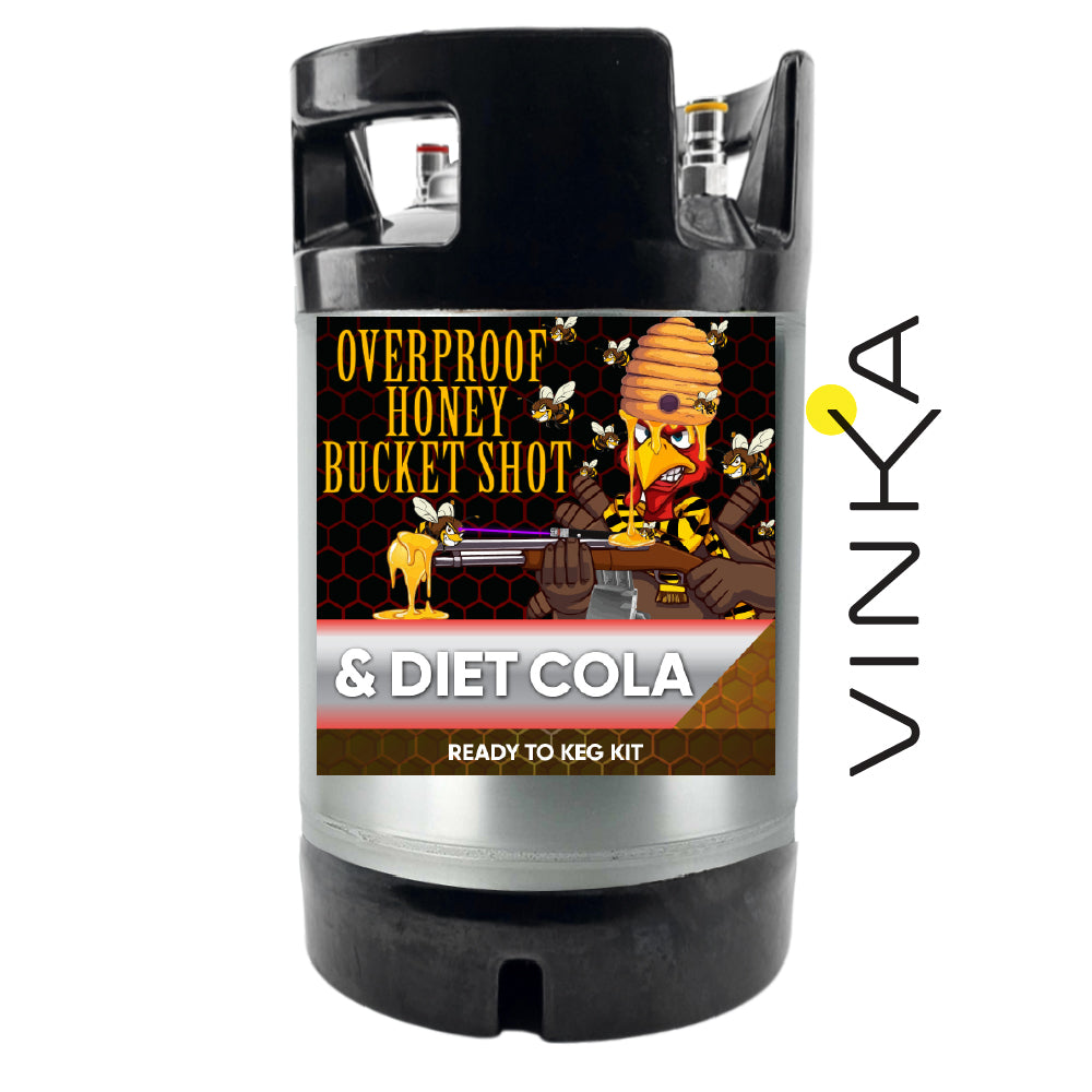Overproof 9.5L Honey Bucket Shot with Diet Cola Ready To Keg Kit. Kentucky Wild Turkey 101 Honey Bourbon inspired.
