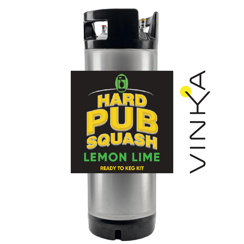 Mix up a KL02899 19L Ball Lock Keg of classic alcoholic Lemon Lime Pub Squash at home with ease with the fully formulated Impressence Hard Pub Squash Lemon Lime Kit.